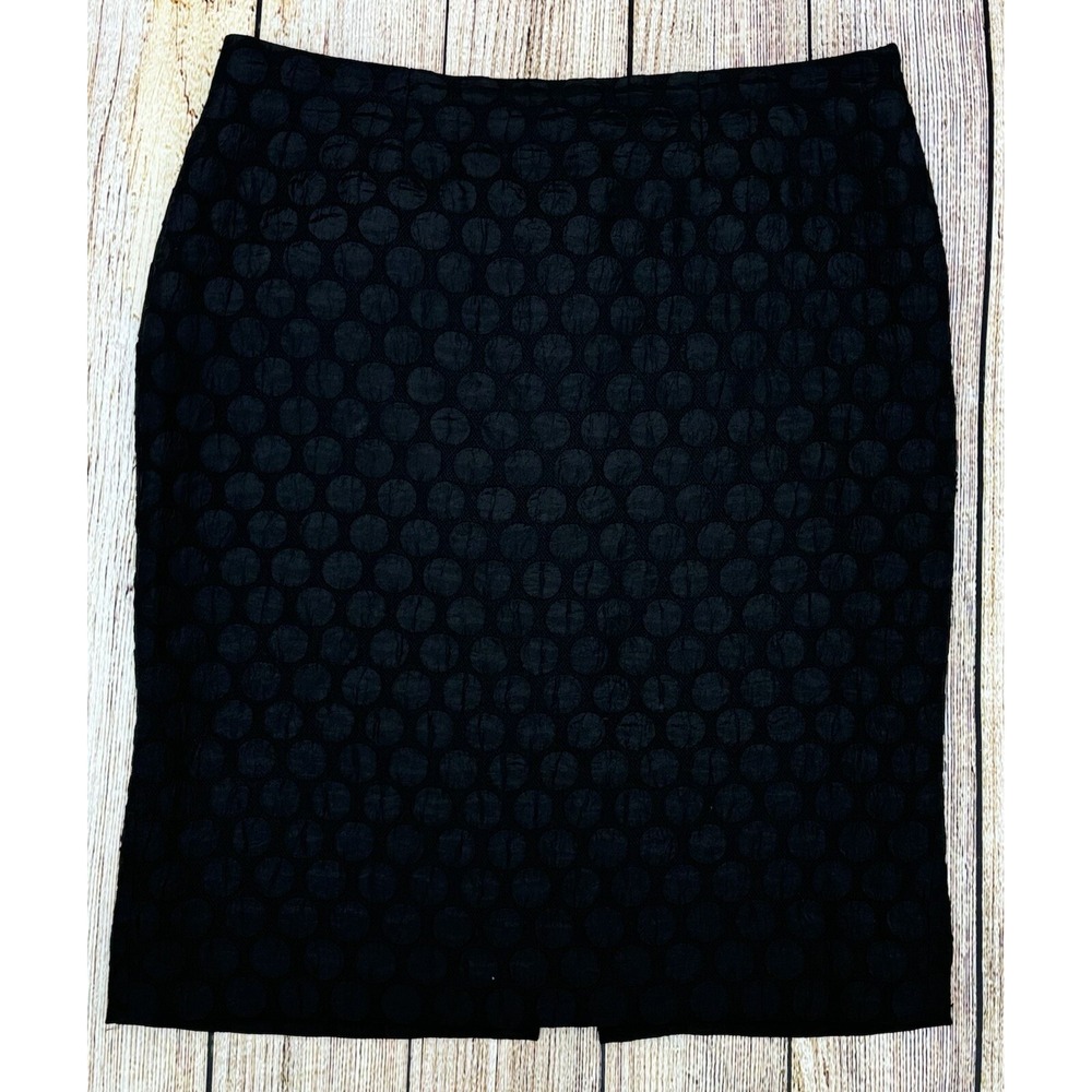 Anthropologie MAEVE Goban Pencil Skirt Size 8 Black Straight Textured Polka Dot